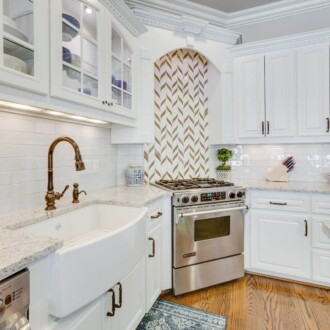 Kitchen with white cabinets