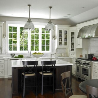 kitchen with white cabinets
