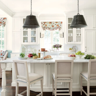 kitchen with white cabinets