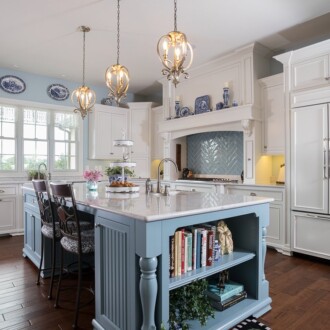 Luxury kitchen with painted cabinets
