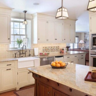 Luxury kitchen with marble countertops