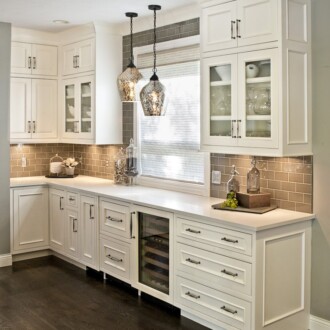 white painted cabinets