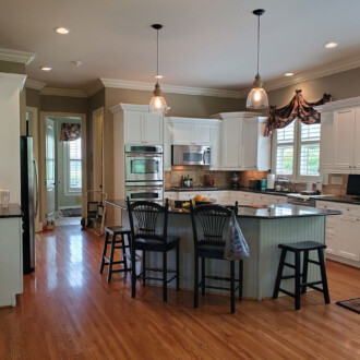 luxury kitchen with wood floor